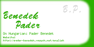 benedek pader business card